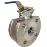 DN32 Robinet à boisseau sphérique en acier inoxydable monobloc à brides AISI 304, siège en PTFE