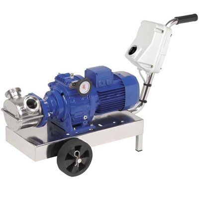 Bomba de cerveza de impulsor LIVERANI VA MINOR 40 NR TF 1.5kW, 175-900rpm, 380V con variador, sobre un carro con panel de control estándar