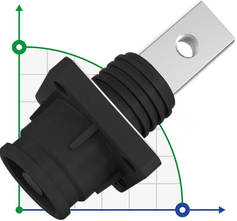 JC-CN12-S-03-M, 350A, 1500V DC socket connector for energy storage systems threaded hole, black