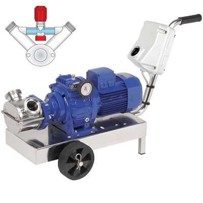 Bomba de impulsor para zumo LIVERANI VA MINOR 40 +BY-PASS NR TF 1,5kW, 175-900rpm, 380V con variador, sobre carro con panel de control estándar