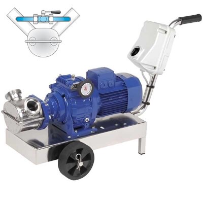 Bomba de impulsor para miel LIVERANI VA MAJOR 60 +BY-PASS NR TF 1,87kW, 175-900rpm, 380V con variador, sobre carro con panel estándar
