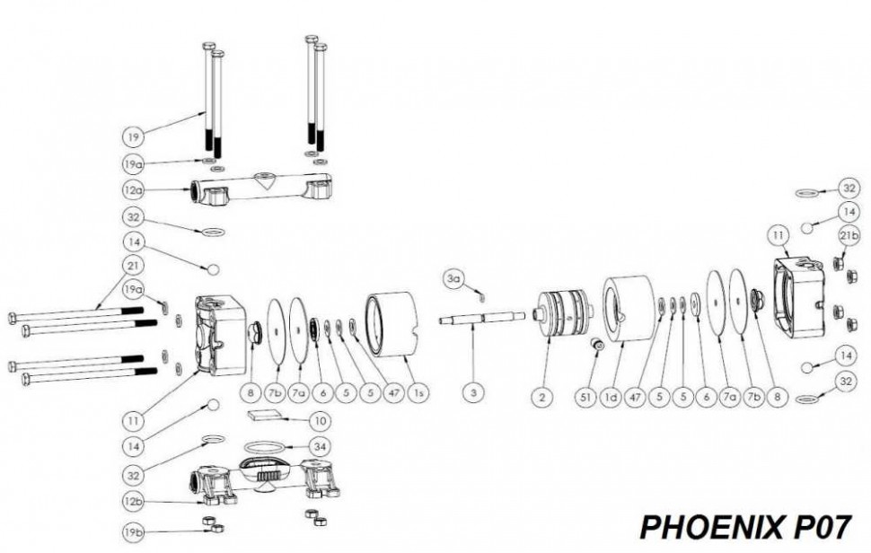 Écrou, AISI, PHOENIX P07, P18, P30, P50, P65, P100, P101, P160, P250