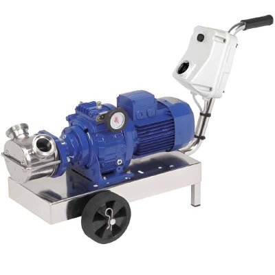 Bomba impulsora para champú, jabón y gel LIVERANI VA MAXI 80 NR TF 4kW, 150-600rpm, 380V con variador, sobre carro con panel de control CE