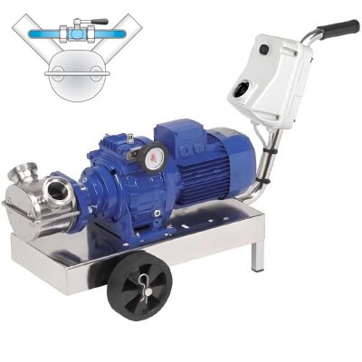 Bomba impulsora para jarabe LIVERANI VA MAJOR 60 +BY-PASS NR TF 1,87kW, 175-900rpm, 380V con variador, sobre carro con panel de control CE
