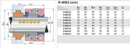 Торцевое PTFE сильфонное уплотнение R-WB2R 55, SIC/SIC, PTFE, 304
