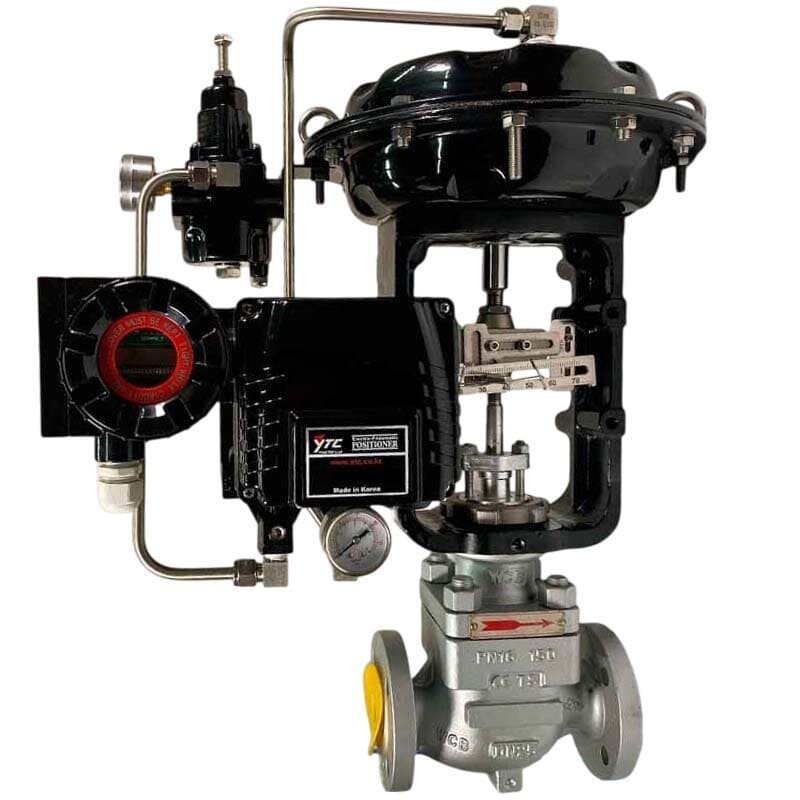 DN32 Válvula de control de accionamiento neumático 10Р11Y-DNx3216Z-L122C-C (cuerpo WCB, asiento SS304) con posicionador YT-1000, 4-20mA, Ex