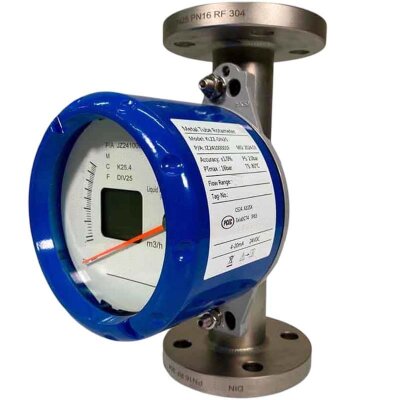 DN40 Durchflussmesser aus Edelstahl (Rotameter) KLZDN40-PN16 (Druckluft 10–130 °C, 2–5 bar), 0,4–40 m³/h, 4–20 mA