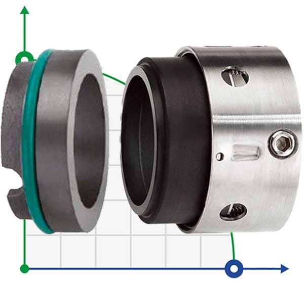 Sello mecánico para bombas químicas R-59U 63, SIC/SIC, PTFE, 304, ВР
