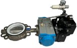 PN6 DN100 Zawór motylkowy, korpus i tarcza AISI 304, PTFE z siłownikiem pneumatycznym Ex, jednostronnego działania (ze sprężyną), pozycjoner 4-20MA