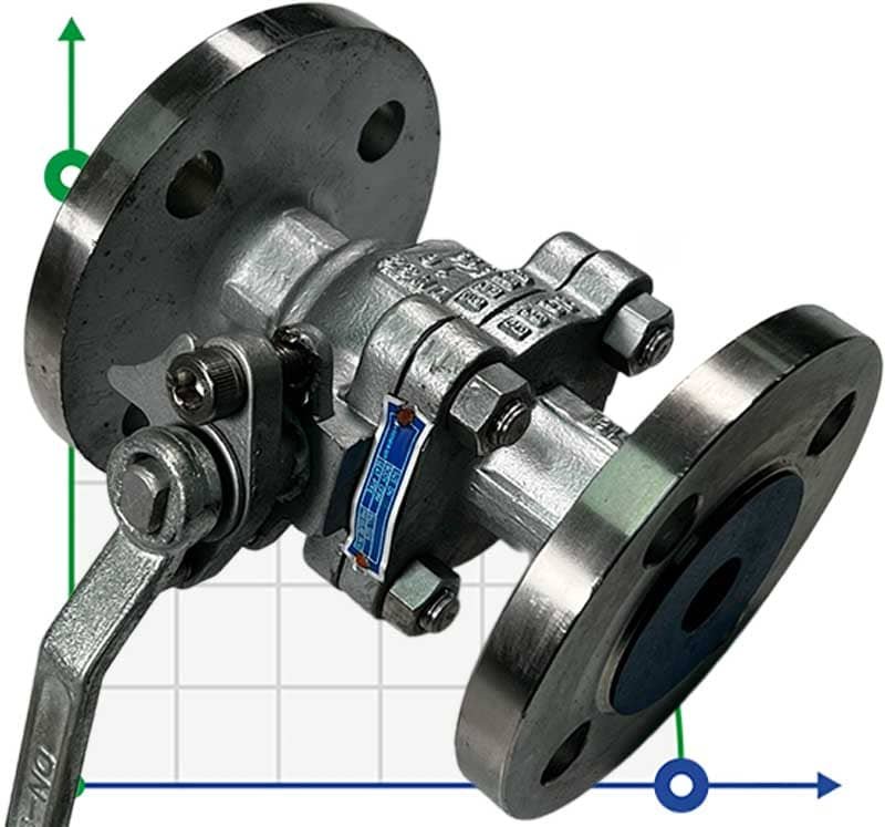 PN16 DN32 Stainless steel ball valve AISI 316, seat PTFE