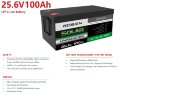 Акумуляторна батарея літій-залізо-фосфатна 25.6V 100Ah LiFePO4, LFP напольний з комірками EVE 3.2V 100Ah LiFePO4 grade A cells