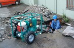 Caffini - Libellula Lib 1-3, bomba de diafragma AL con motor de gasolina Honda montada en un remolque con ruedas