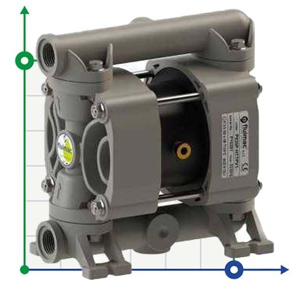 Bomba neumática de membrana PHOENIX P30 PP HYTREL+PTFE/NBR, 35 l/min para álcali