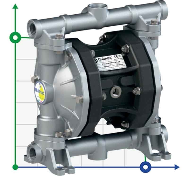 Bomba neumática de membrana PHOENIX P55 ALU NBR, 55 l/min para adhesivos