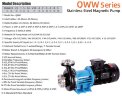 Pompe haute température pour solutions chimiques QWW50-40-105S6AFGABS, 32 m³/h 35m, 7,5 kW, 380B, AISI 316, -196°C+420°C