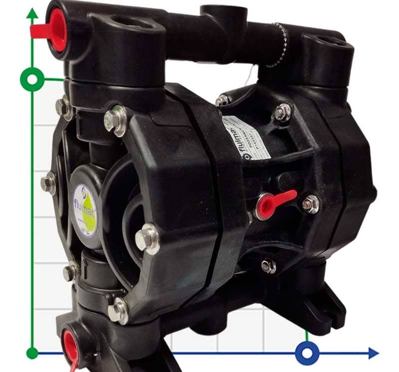 Bomba neumática de membrana para coagulante PHOENIX P55 PVDF SANTOPRENE+PTFE, 55 l/min