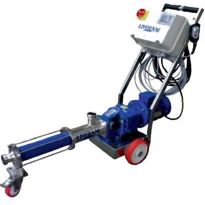 Bomba de tornillo para suspensiones LIVERANI MXF600INCA TF 11kW 108-367rpm 380V AISI304 con convertidor de frecuen., control remoto (15m), sobre carro