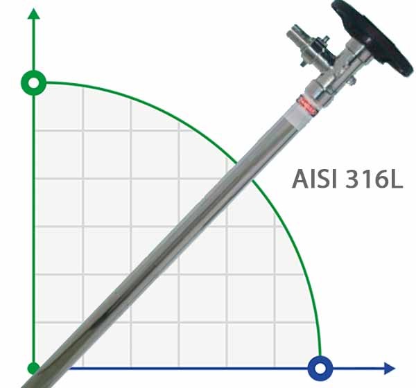 700 mm, AISI 316L bare part (pipe) to the barrel pump