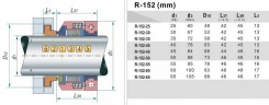 PTFE Faltenbalgdichtung  R-152Т 25, PTFE/CER, PTFE