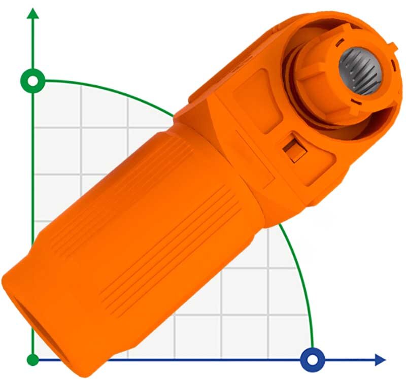 JC-CN14-W-01, 450 A, 1500 V CC, conector de batería de 185 mm² de sección transversal, naranja