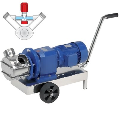 Impellerpumpe zum Fördern von Cremes und Shampoos LIVERANI RID MINOR 40+BY-PASS NR TF 1,5kW, 700U/min, 380V mit Getriebe, auf einem Fahrgestell