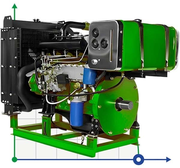 Moteur diesel PD 490, 45kW, 3000rpm, entraîné par la prise de force