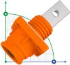 JC-CN14-S-01-M, 450A, 1500V DC conector hembra para sistemas de almacenamiento de energía orificio roscado, naranja