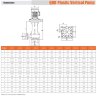 Vertikale Chemiepumpe aus Kunststoff QHD-65SK-55EGV38KABS-3801, GFRPP, 853L/min, 24m, 4kW, 380V