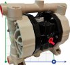 Pompe pneumatique à membrane PHOENIX P90 PP HYTREL+PTFE, 100 l/min pour acide sulfurique