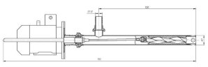 Fassschneckenpumpe für hochviskose Flüssigkeiten (Teer, Heizöl) NVB2001-0304 1,1 kW, 50 l/min, 4 bar, 1000 mm