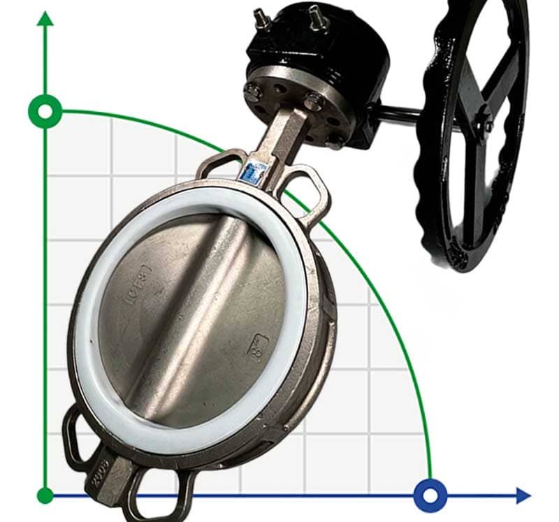 PN16 DN200 Absperrklappe, Gehäuse und Klappenscheibe aus Edelstahl AISI 304, Sitz PTFE