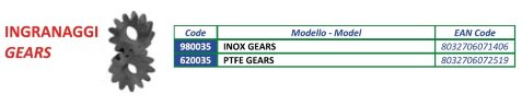 INOX GEARS Edelstahl-Zahnräder für ROVER POMPE Pumpen