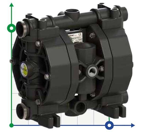 Pneumatische Membranpumpe für Schwefelsäure PHOENIX P90 PVDF SANTOPRENE+PTFE, 100 l/min