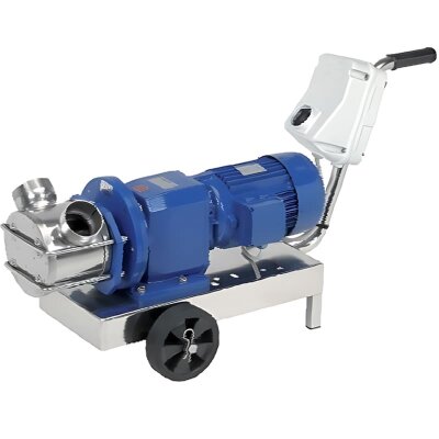 Impellerpumpe für Sahne LIVERANI RID MINOR 40 NR TF 2,2–1,5kW, 700–350U/min, 380V mit Getriebe, auf einem Wagen mit Standard-Bedienfeld