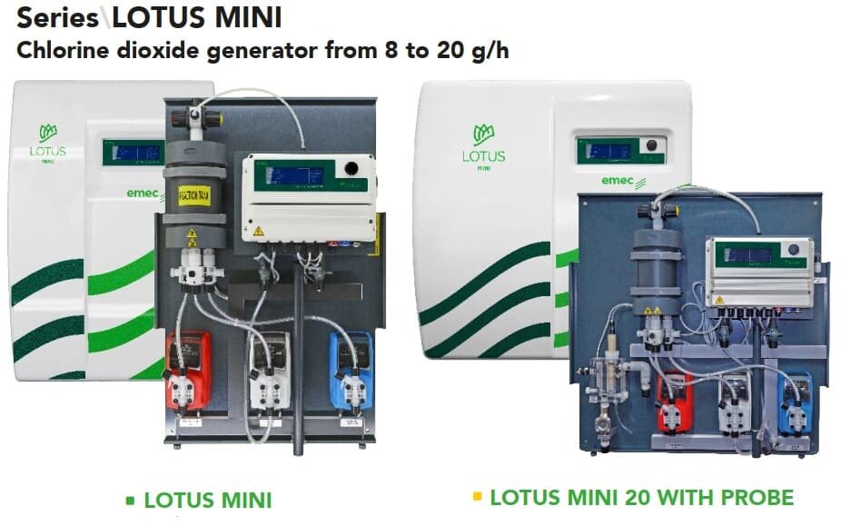 Emec Clo2 System Chlorine dioxide generator EMEC LOTUS MINI 8–20 g/h, 8 bar, system for ...