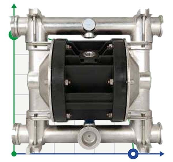 Pompe pneumatique à membrane BOXER 81 AISI 316 IB81-A-HTTAT-C
