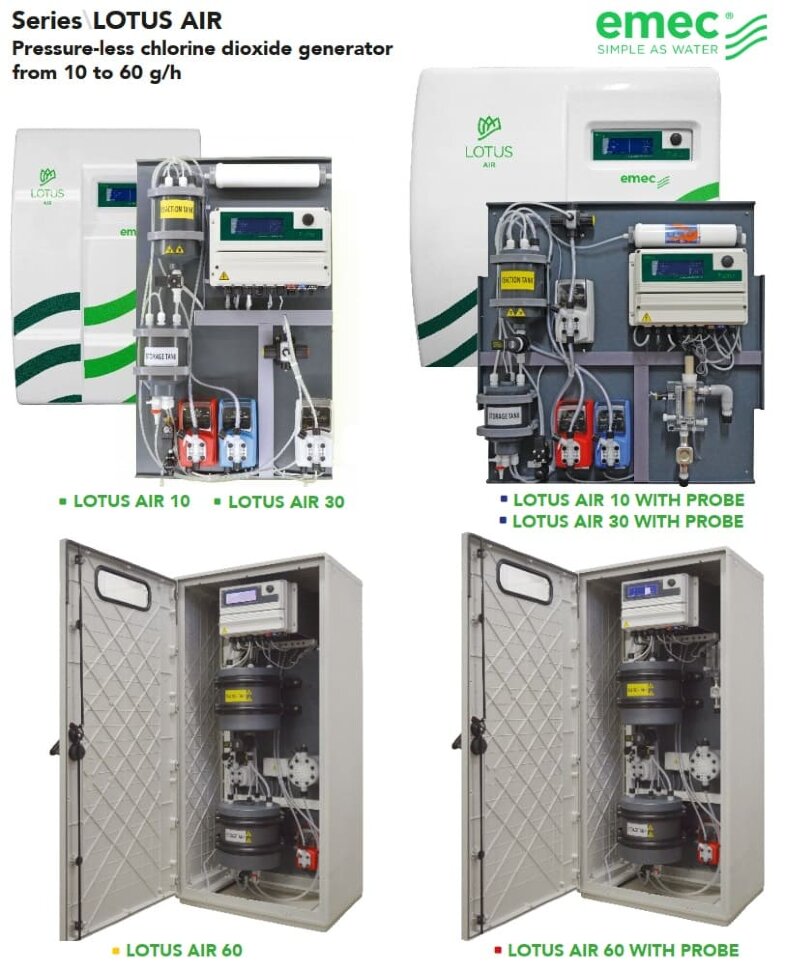 Emec Clo2 System EMEC LOTUS AIR chlorine dioxide dosing and control system 10-60 g/h ...